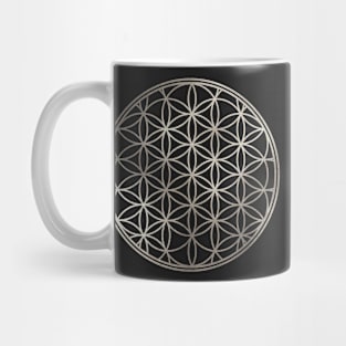 Flower of Life, Faux Silver Foil Mug